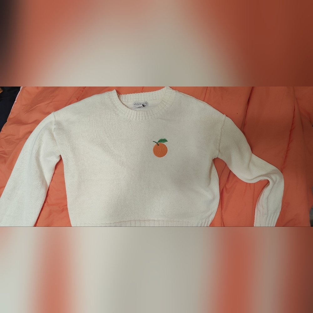 Sincerely Jules Cream Sweater with Orange Accent Never worn